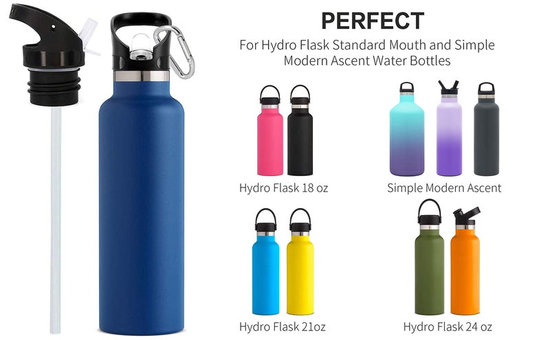 TOPOKO Straw Lid for Hydro Flask Standard Mouth - Replacement Straw Lids, Compatible with Simple Modern Ascent Lid for 1.91" Mouth 18 oz, 21 oz, 24 oz Insulated Water Bottle Flip Top (A-2PC) - Image 2